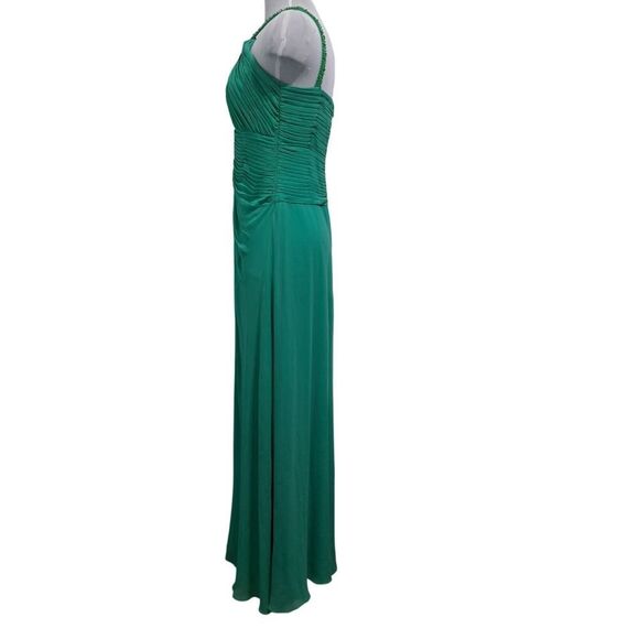 Vintage Tadashi Silk Embellished Sequins Y2k Glam Party Maxi Dress Sz 8 Green - Picture 3 of 13